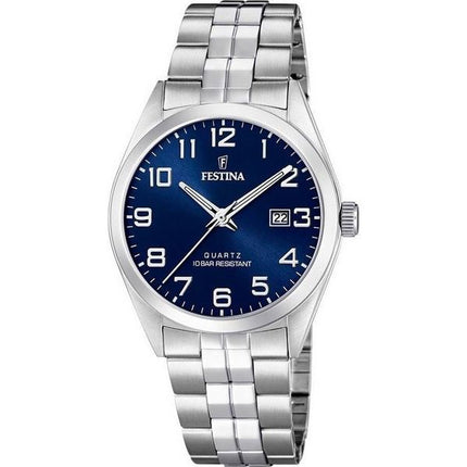 Reloj Festina Classics de acero inoxidable con esfera azul y cuarzo F20437-3 para hombre