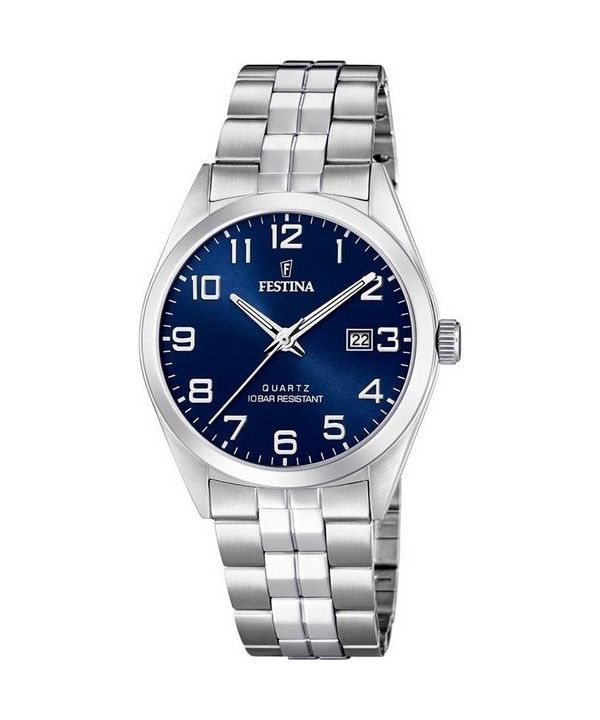 Reloj Festina Classics de acero inoxidable con esfera azul y cuarzo F20437-3 para hombre