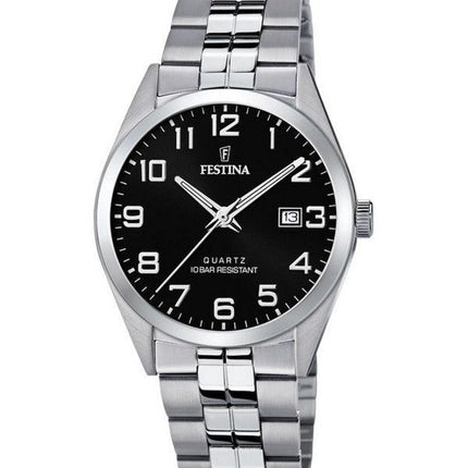 Festina Classics Reloj de cuarzo con esfera negra y acero inoxidable F20437-4 100M para hombre