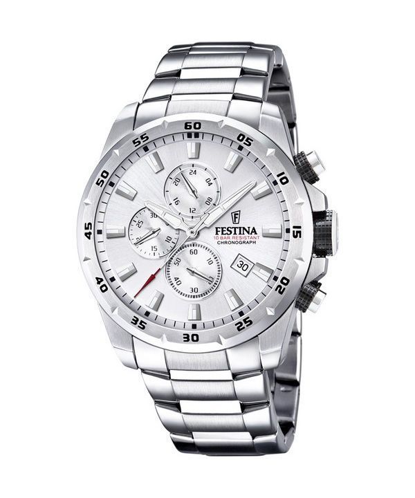 Reloj Festina Chrono Sport de acero inoxidable con esfera plateada y cuarzo F20463-1 100M para hombre