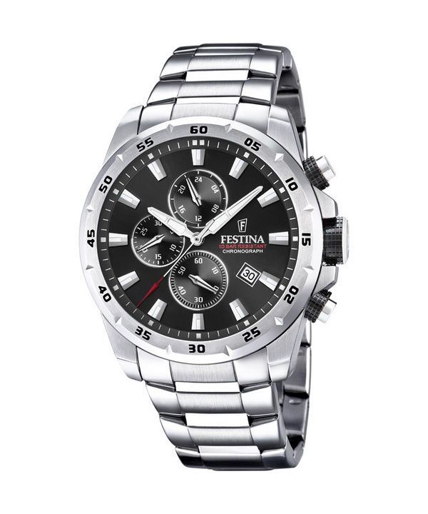 Reloj Festina Sport Cronógrafo de acero inoxidable con esfera negra y cuarzo F20463-4 100M para hombre