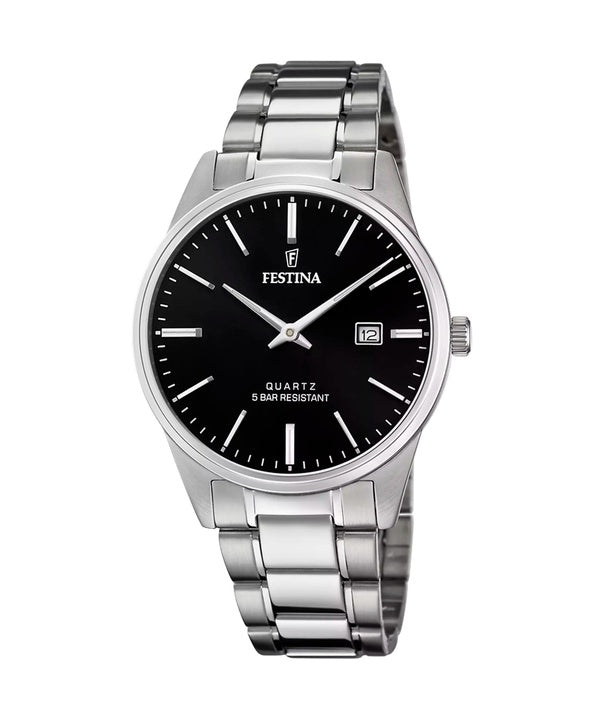 Reloj Festina Classics de acero inoxidable con esfera negra y cuarzo F20511-4 para hombre