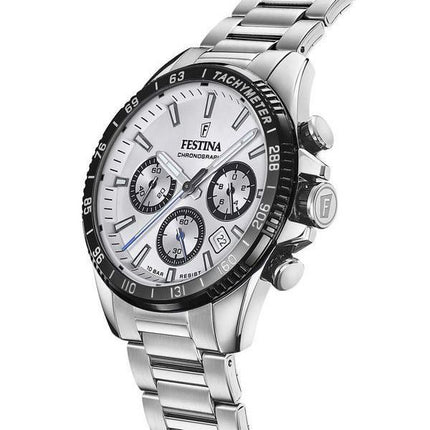 Reloj Festina Timeless Cronógrafo de acero inoxidable con esfera plateada y cuarzo F20560-1 100M para hombre