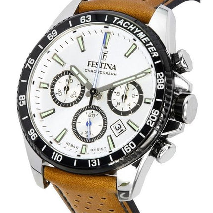 Festina Timeless Cronógrafo Correa de cuero Esfera blanca F20561-1 F205611 100M Reloj para hombre