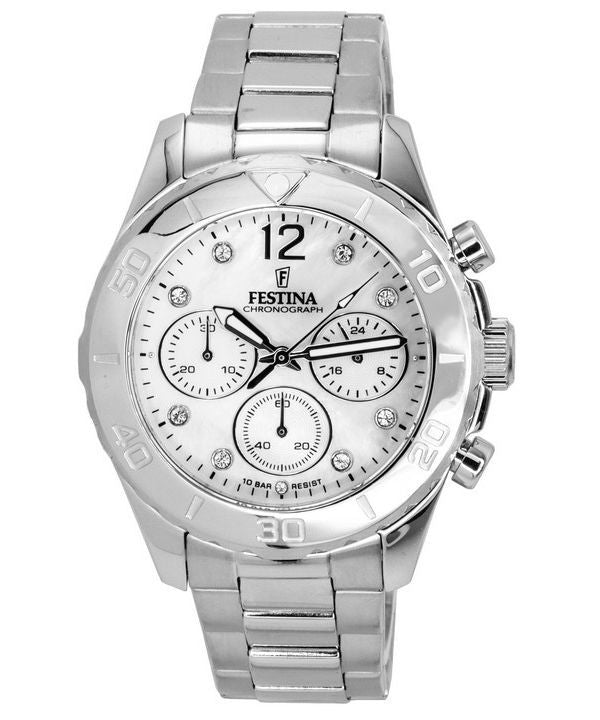 Festina Boyfriend Cronógrafo Esfera plateada Cuarzo F20603-1 F206031 100M Reloj para mujer