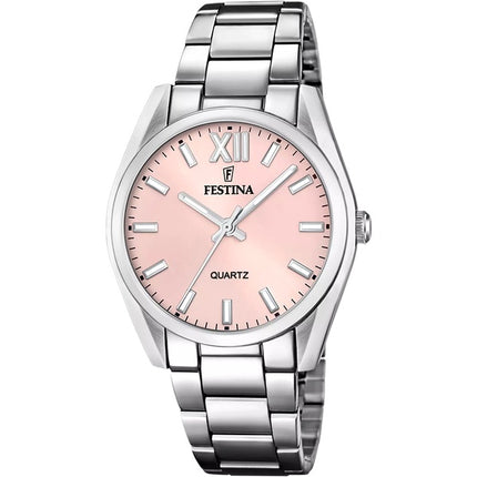 Reloj Festina Alegría de acero inoxidable con esfera rosa y cuarzo F20622-2 para mujer