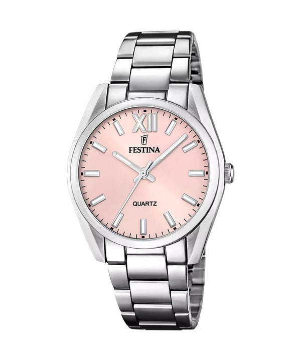 Reloj Festina Alegría de acero inoxidable con esfera rosa y cuarzo F20622-2 para mujer