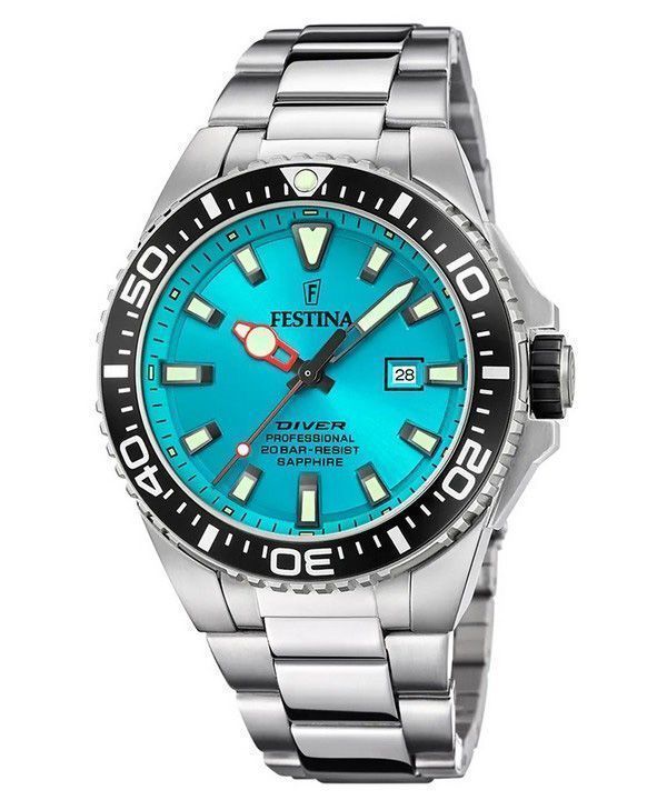 Reloj Festina Diver de acero inoxidable con esfera turquesa y cuarzo F20663-5 200M para hombre