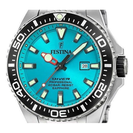 Reloj Festina Diver de acero inoxidable con esfera turquesa y cuarzo F20663-5 200M para hombre