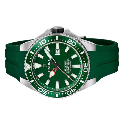 Festina The Originals Reloj de buceo de cuarzo con esfera verde y correa de caucho F20664-2 200M para hombre