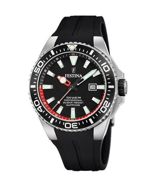 Reloj Festina Diver con correa de caucho y esfera negra de cuarzo F20664-3 200M para hombre