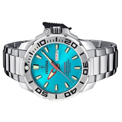 Reloj para hombre Festina Diver de acero inoxidable con esfera turquesa y cuarzo F20665-6 200M con correa adicional