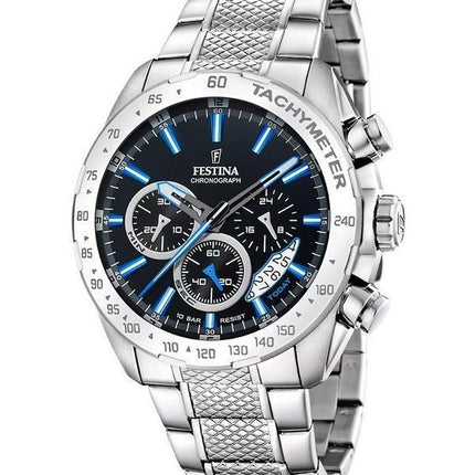 Festina Timeless Chronograph - Reloj de cuarzo para hombre, acero inoxidable, esfera negra, F20668-6, 100 m