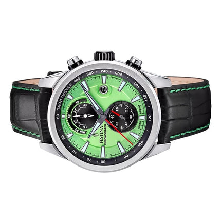 Festina Timeless Cronógrafo Correa de piel Esfera verde Cuarzo F20695-3 100M Reloj para hombre