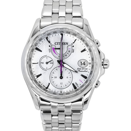 Reloj Citizen Eco-Drive FC0010-55D de acero inoxidable con esfera de nácar y control por radio para mujer, 100 m