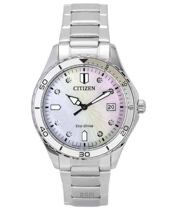 Reloj Citizen Marine Eco-Drive Crystal Accents de acero inoxidable con esfera de nácar FE6170-88D 100M para mujer