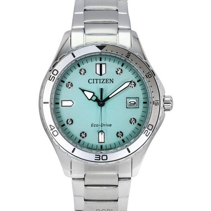 Reloj Citizen Marine Eco-Drive Crystal Accents de acero inoxidable con esfera verde FE6170-88L 100M para mujer