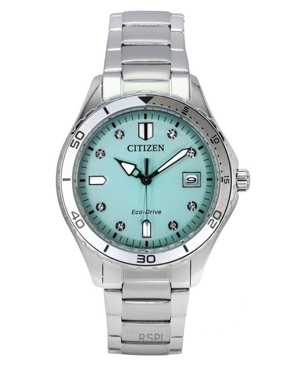 Reloj Citizen Marine Eco-Drive Crystal Accents de acero inoxidable con esfera verde FE6170-88L 100M para mujer