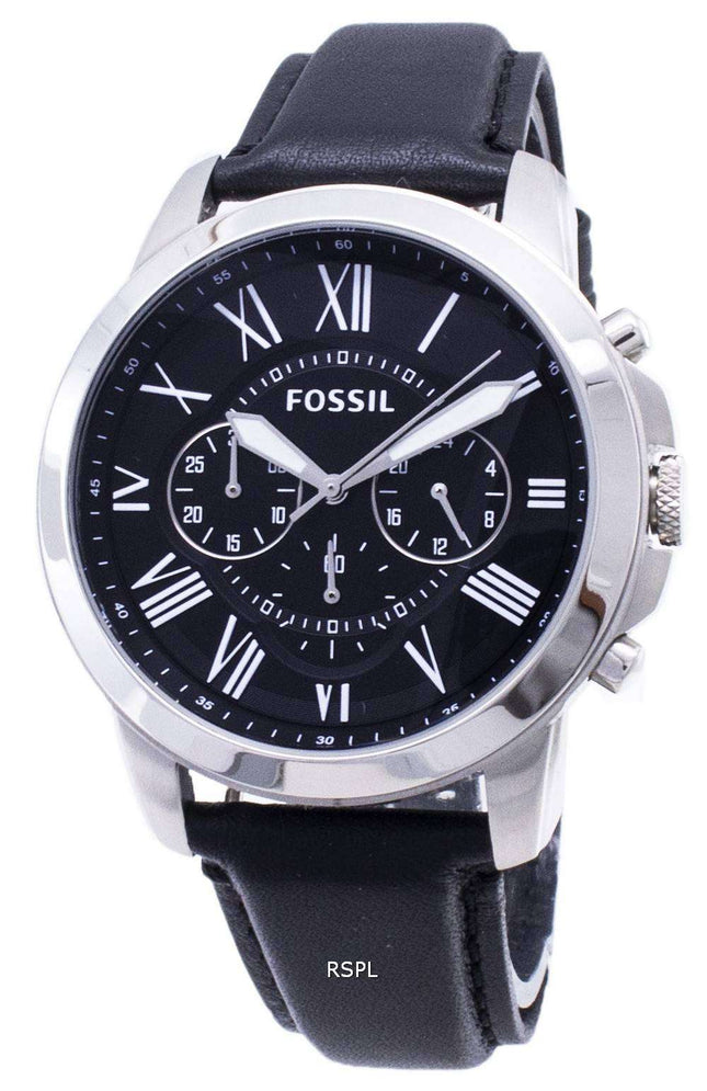 Fossil Grant Chronograph pulsera de cuero negro FS4812 reloj de caballero