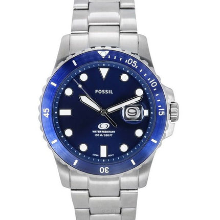 Reloj para hombre Fossil Blue Dive de acero inoxidable con esfera azul y cuarzo FS6029 100M