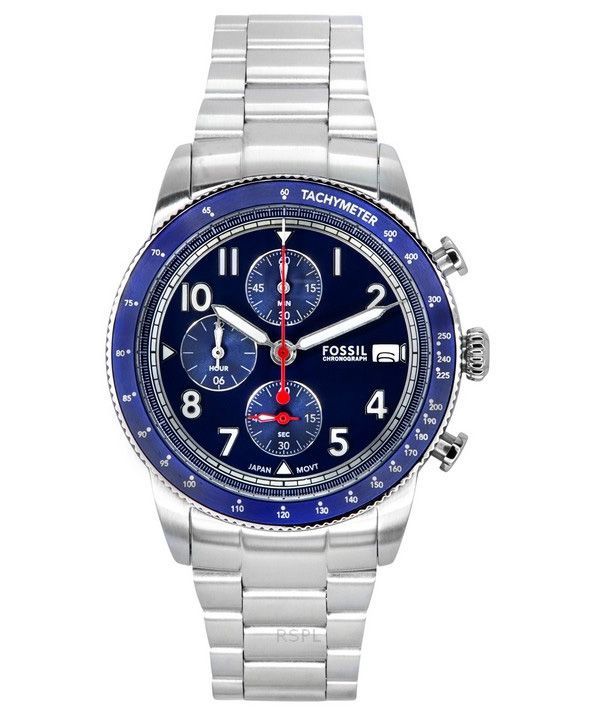 Reloj Fossil Sport Tourer cronógrafo de acero inoxidable con esfera azul y cuarzo FS6047 para hombre