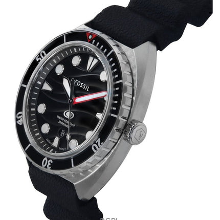 Reloj de buceo de cuarzo Fossil Breaker con correa de silicona y esfera negra FS6062 200M para hombre