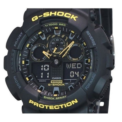 Reloj Casio G-Shock Caution amarillo analógico digital correa de resina esfera negra GA-100CY-1A 200M para hombre