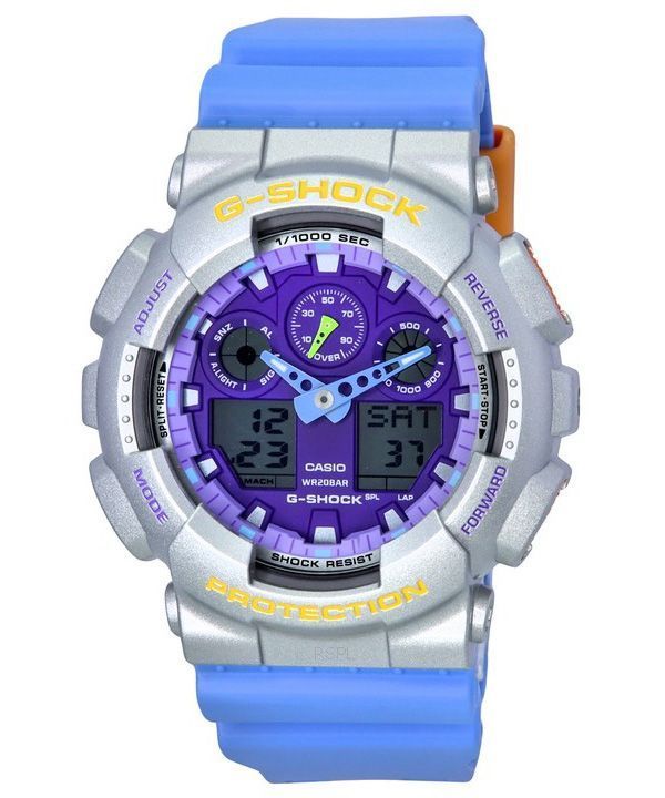 Reloj Casio G-Shock Euphoria analÃ³gico digital con correa de resina azul y esfera morada de cuarzo GA-100EU-8A2 200M para hombre