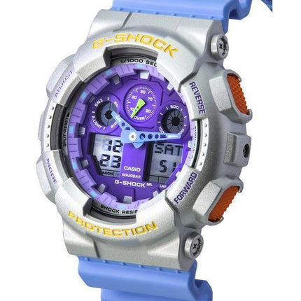 Reloj Casio G-Shock Euphoria analÃ³gico digital con correa de resina azul y esfera morada de cuarzo GA-100EU-8A2 200M para hombre