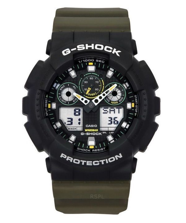 Reloj analógico digital Casio G-Shock GA-100TU-1A3 de cuarzo con correa de resina y esfera negra, 200 m, para hombre