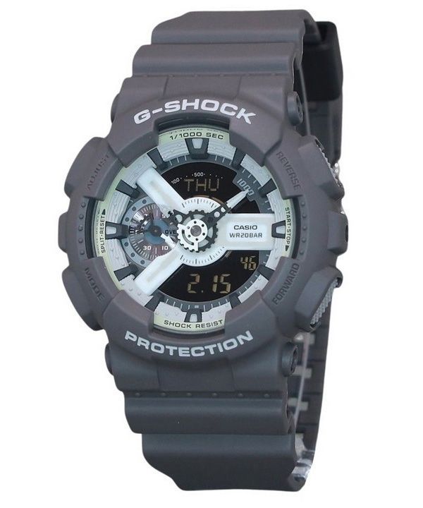 Reloj para hombre Casio G-Shock Hidden Glow Series analógico digital con correa de resina y esfera gris de cuarzo GA-110HD-8A 20