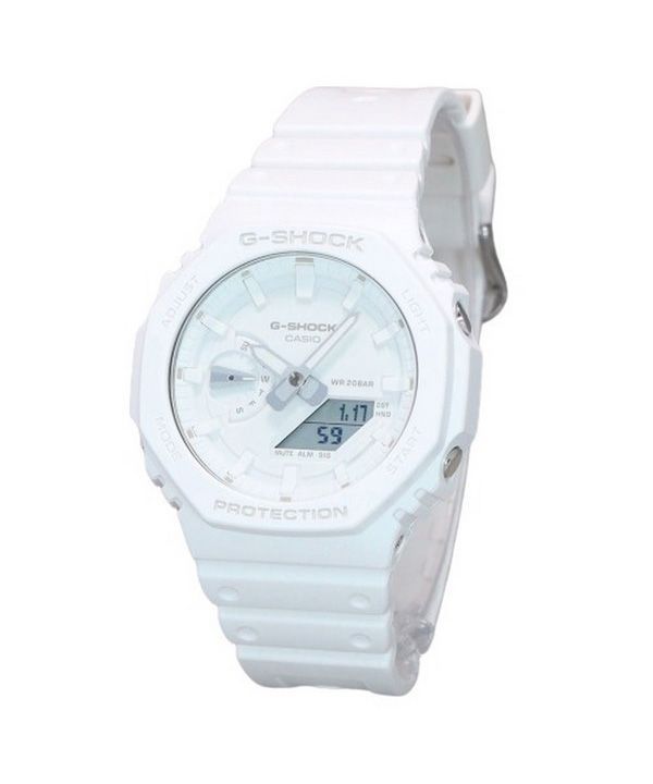 Reloj Casio G-Shock tono sobre tono analógico digital con correa de resina y esfera blanca de cuarzo GA-2100-7A7 para hombre