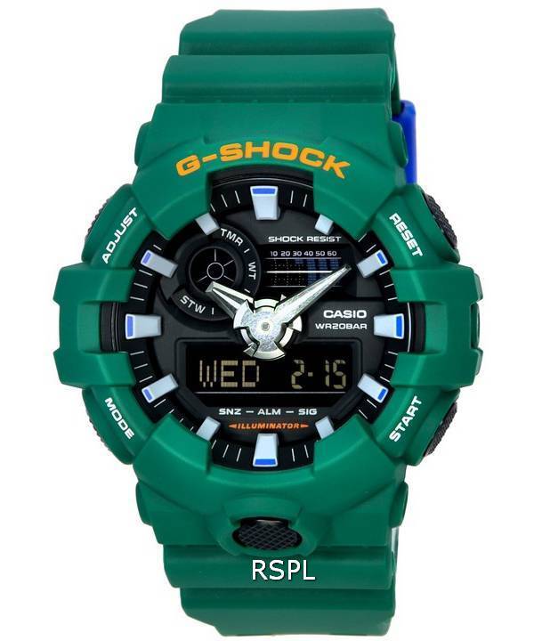 Casio G-Shock Popular Spirited Colors Verde Analógico Digital Cuarzo GA-700SC-3A GA700SC-3 200M Reloj para hombre