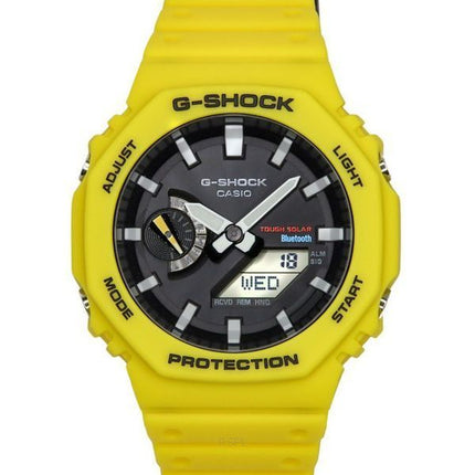 Reloj para hombre Casio G-Shock Mobile Link analógico digital con correa de resina amarilla y esfera negra Solar GA-B2100C-9A 20