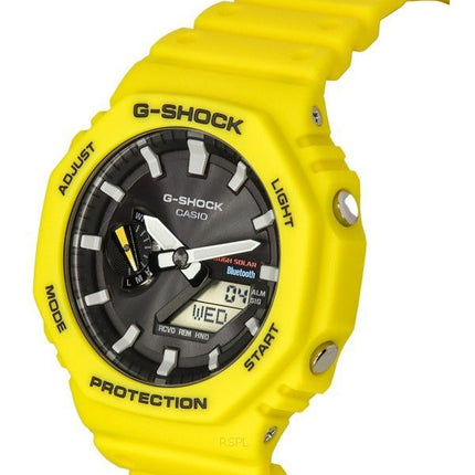 Reloj para hombre Casio G-Shock Mobile Link analógico digital con correa de resina amarilla y esfera negra Solar GA-B2100C-9A 20