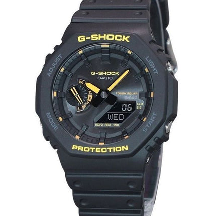 Reloj para hombre Casio G-Shock Caution Yellow Mobile Link analógico digital con correa de resina y esfera negra Solar GA-B2100C