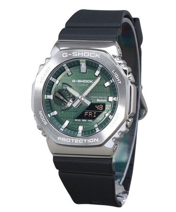 Reloj Casio G-Shock G-Steel analógico digital con correa de resina y enlace para teléfono inteligente, esfera verde, resistente