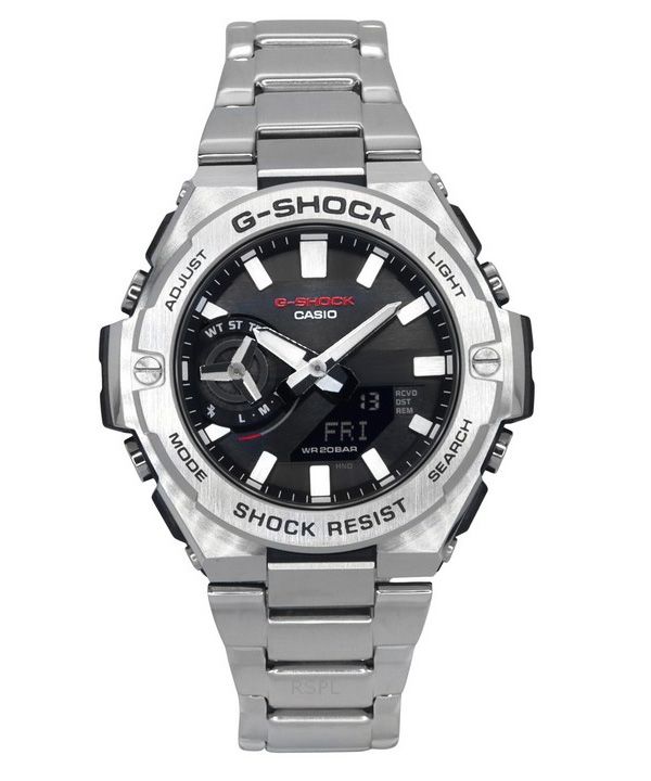 Reloj Casio G-Shock G-Steel analógico digital con enlace para teléfono inteligente, esfera negra, solar, GST-B500D-1A, 200 m, pa