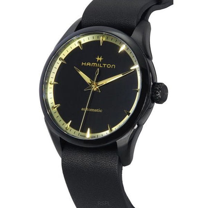 Hamilton Jazzmaster correa de cuero esfera negra automático H32255730 reloj unisex