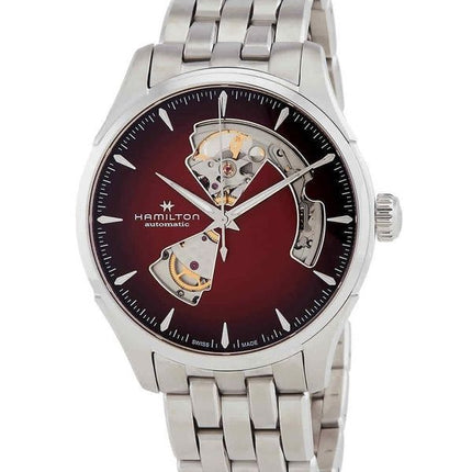 Reloj Hamilton Jazzmaster de acero inoxidable color burdeos con esfera abierta y automático H32675170 para hombre