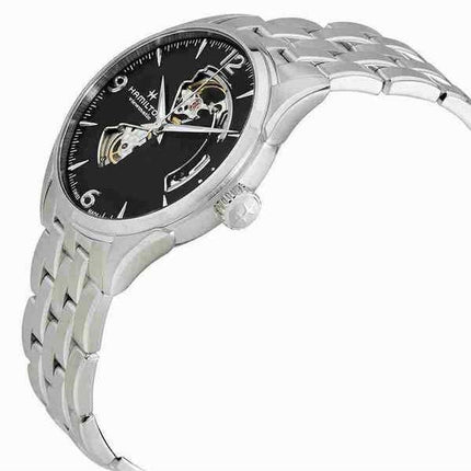 Reloj para hombre Hamilton Jazzmaster de acero inoxidable con corazÃ³n abierto y esfera negra automÃ¡tico H32705131