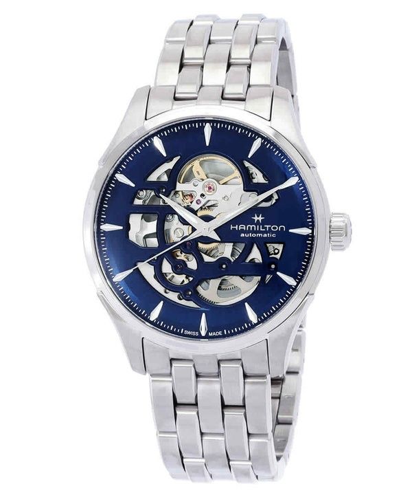 Hamilton Jazzmaster Skeleton - Reloj automático de acero inoxidable con esfera azul H42535141 para hombre