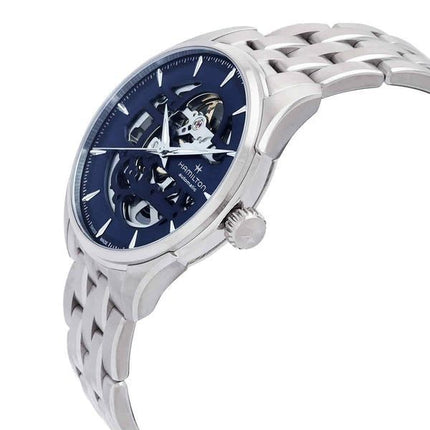 Hamilton Jazzmaster Skeleton - Reloj automático de acero inoxidable con esfera azul H42535141 para hombre