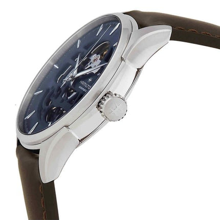 Reloj Hamilton Jazzmaster Skeleton con correa de piel y esfera azul, automático, H42535541 para hombre