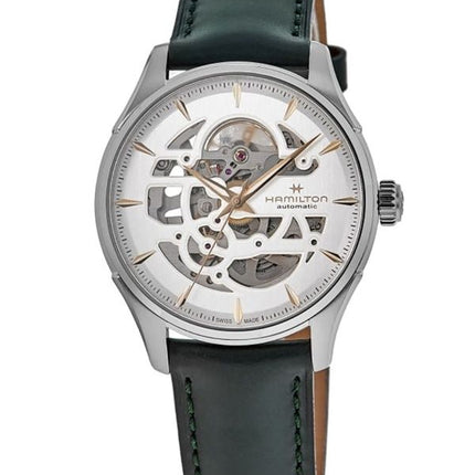 Reloj Hamilton Jazzmaster Skeleton con correa de piel y esfera blanca, automático, H42535810 para hombre