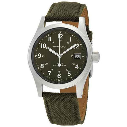 Reloj para hombre Hamilton Khaki Field con correa de lona mecánica y esfera verde H69439363