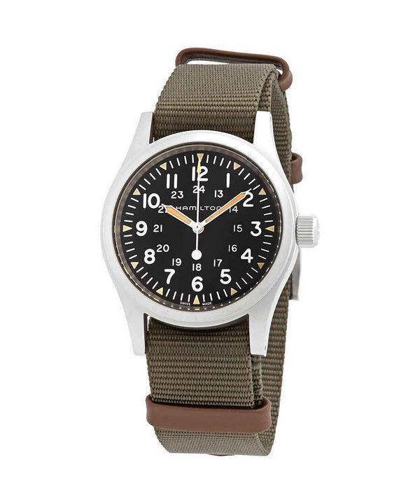 Reloj para hombre Hamilton Khaki Field verde con correa de nailon y esfera negra mecánica H69439931