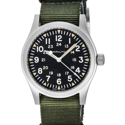 Hamilton Khaki Field correa de nylon esfera negra mecánico H69529933 Watch de Men es