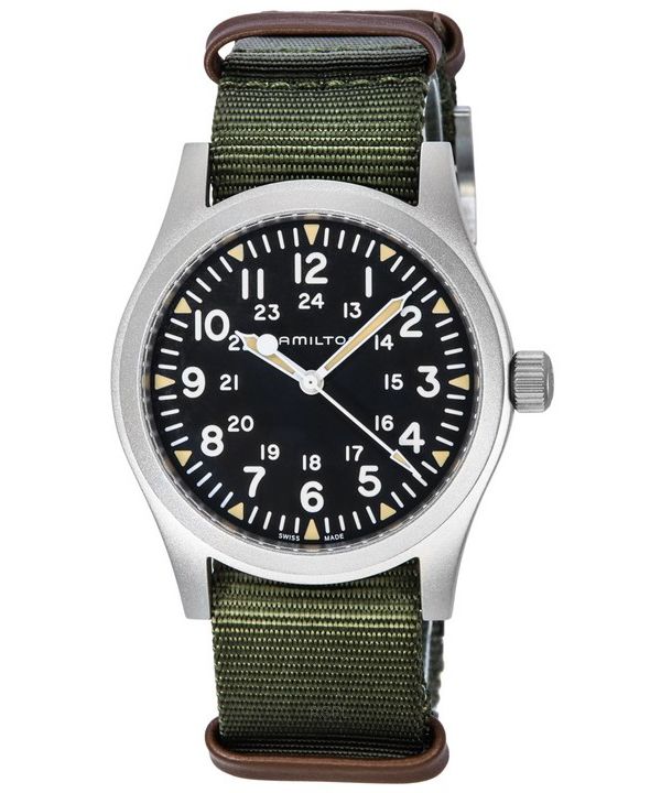 Hamilton Khaki Field correa de nylon esfera negra mecánico H69529933 Watch de Men es