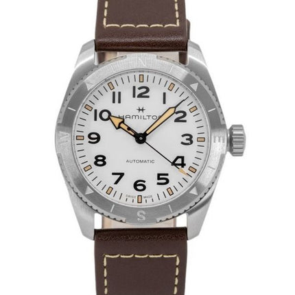 Reloj Hamilton Khaki Field Expedition con correa de cuero y esfera blanca automático H70225510 100M para hombre